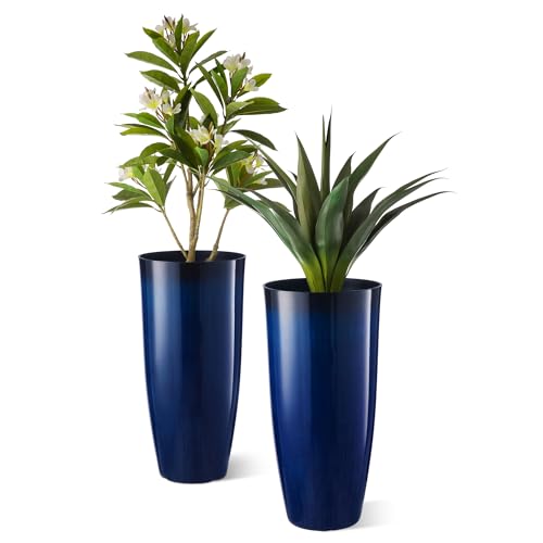 30" H Tall Planters for Outdoor Plants (30" H / Gradient Cobalt Blue)