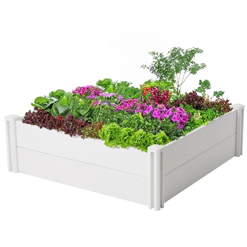 4x4x1ft Vinyl Raised Garden Bed (White / 4x4x1FT)