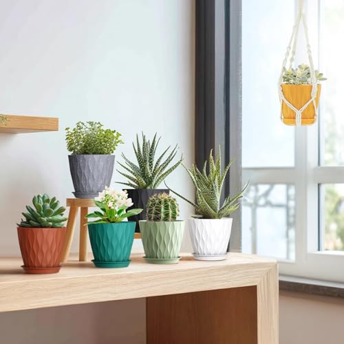 5 inch Plant Pots for Indoor Outdoor Plants (Black / 5 inch 6 pieces)