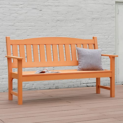 3 Person Poly Lumber Outdoor Bench Weatherproof (Orange / 3-Person)