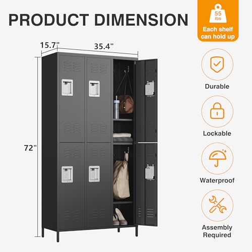 Metal Lockers for Employees (6 Door / Black)