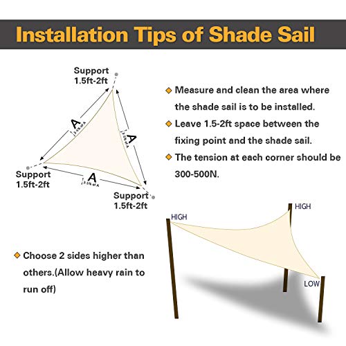 16'X16'X16' Sun Shade Sail Cream Curved Triangle (Cream / 16'X16'X16'custom)