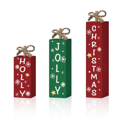 Smile Christmas Jolly Holly Wooden Tabletop Sign (Letter Jolly)