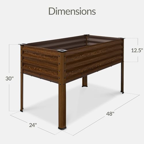 48x24x30in Galvanized Raised Garden Bed (48x24x30in / Dark Brown Wood Grain)