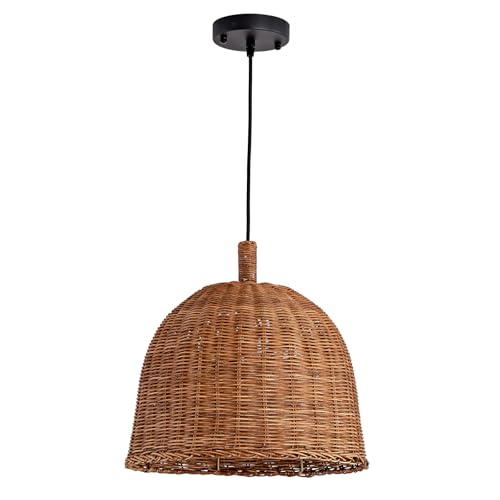 13.8" Rattan Pendant Light (Dark Brown Rattan / 13.77" 3-Light)