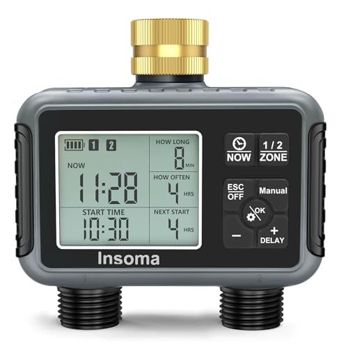 Water Timer with Brass Inlet (Black / 2 Outlets)