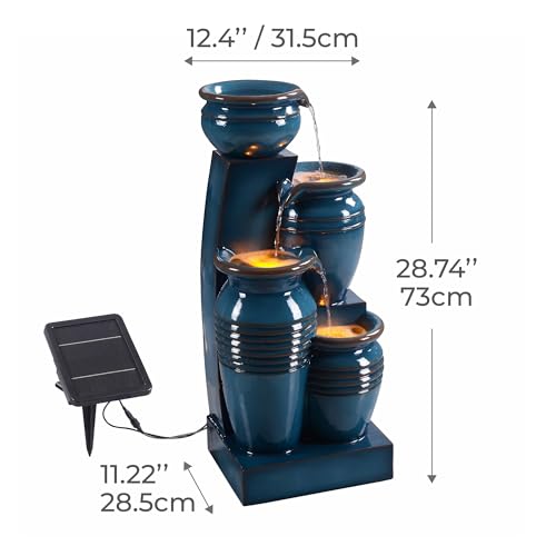 28.74 in. 4 Tier Cascading Bowl Water Fountain (Blue)