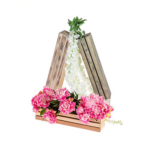 20" Rectangular Rustic Wood Planter with Plastic Liner l Rustic Whitewash l Wine Crate Style (2 Count)