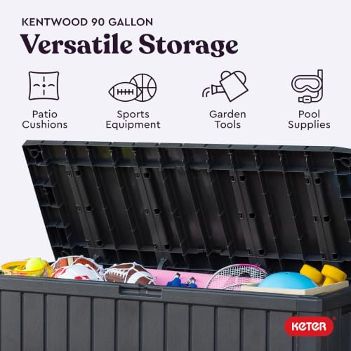 Kentwood 92 Gal Outdoor Storage Box for Patio and Pool Accessories