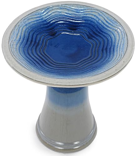 Ceramic Bird Bath for Outdoors (Sky Blue)