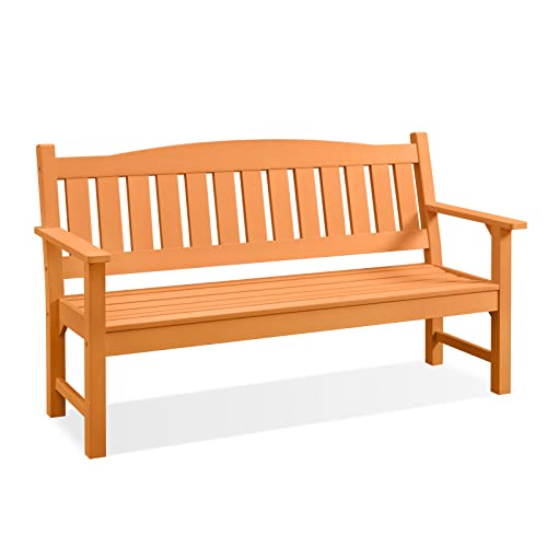 3 Person Poly Lumber Outdoor Bench Weatherproof (Orange / 3-Person)