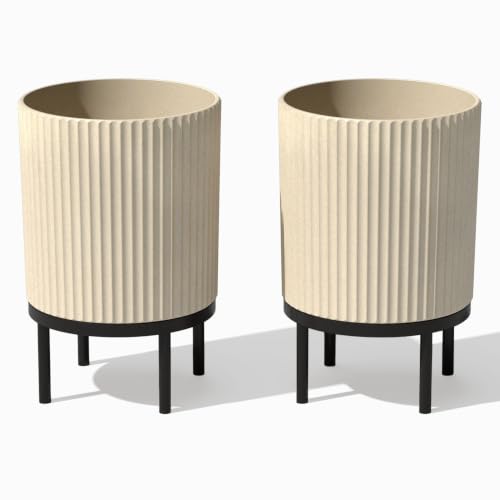 Demi Series Raised Planter (Sand/Black / 16 inch - 2 Pack)