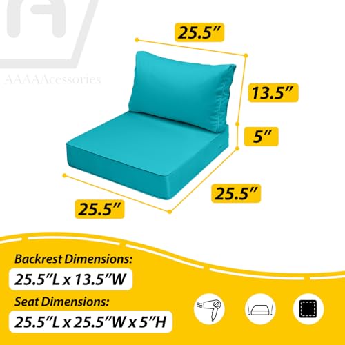 Outdoor Chair Cushions (Turquoise Blue / 25.5"x25.5"x5" / 25.5"x13.5")