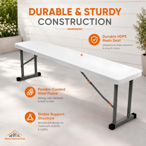 2.75ft Plastic Folding Bench (2 Count)