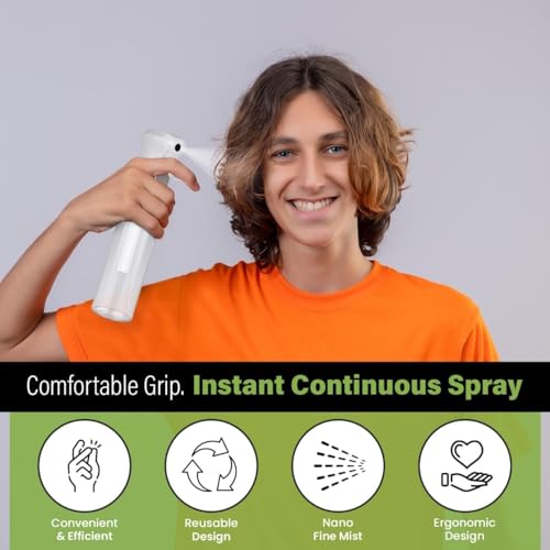 Continuous Mist Clear Spray Bottle 300ml Fine Mist for Hair (Clear - 10oz)