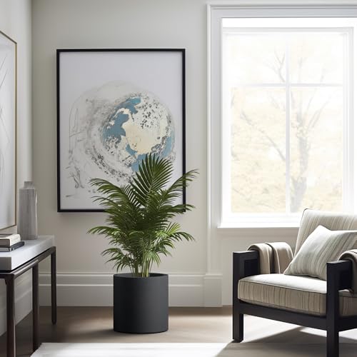 Accent Round Cylinder Black Concrete Planter 12.6" Tall (Black / 12.6" Dia)