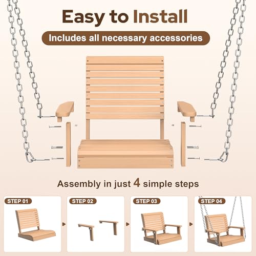 4 FT Single Porch Swing (Natural / 1 Seat)