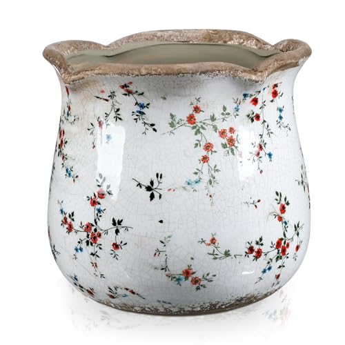 6 Inch Vintage Ceramic Planters Crackle Glaze