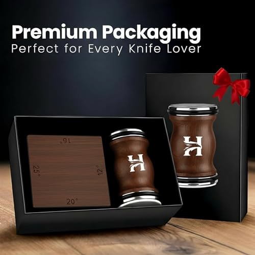 Rolling Knife Sharpener Kit with Diamond & Ceramic Disc (Dark Brown)