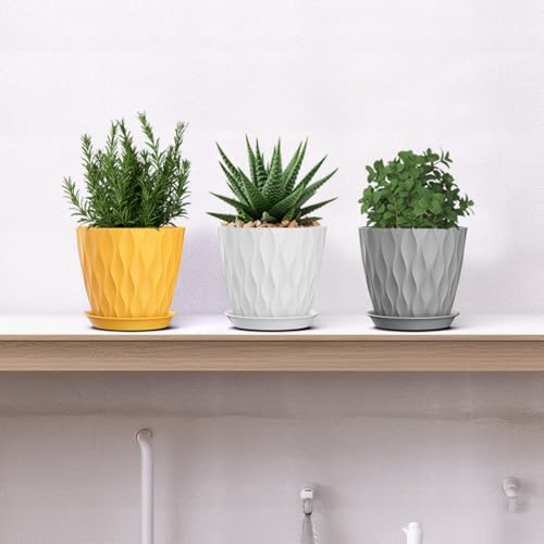 5 Inch Planter Pots (Orange+grey+white / 5inch)