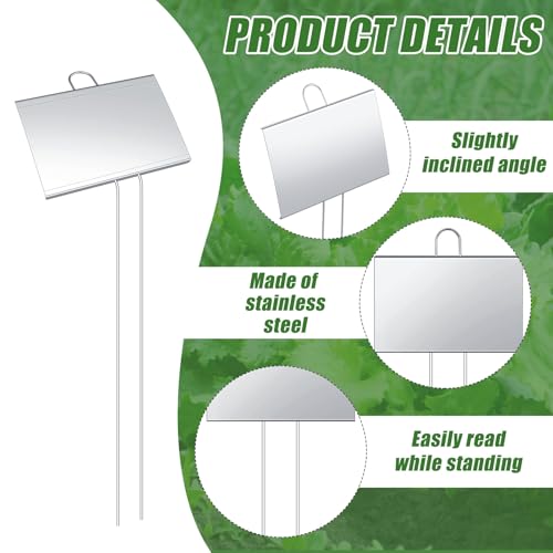 50 Pcs Large Plant Marker (5'' X 3'' with 11'' Stake / Silver)