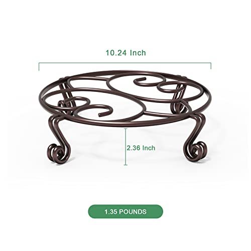 2 Pack Plant Stand for Flower Pot Heavy Duty Potted Holder Indoor Outdoor Metal Rustproof Iron Garden Container Round Supports Rack for Planter Bronze (2 Count)