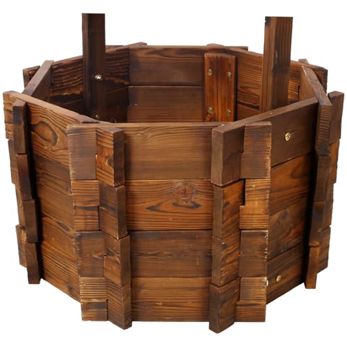 Rustic Wooden Wishing Well Planter Outdoor Home Décor for Patio (20 Inch)