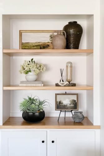 Artificial Succulents in Pots Fake Plants Faux Succulent Flowers Arrangement Potted Plant in Vase Black Ceramic Planter Bowl Office Desk Bathroom Shelf Indoor Outdoor Home Decor (Sage Green)