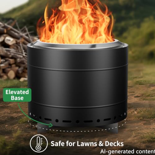 19.5 inch Smokeless Fire Pit with Carry Bag & Fire Poker