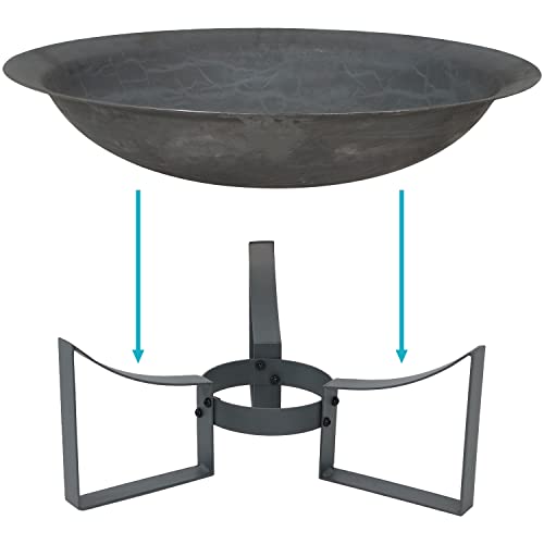 Sunnydaze 24 Inch Cast Iron Modern Outdoor Fire Pit Bowl with Stand
