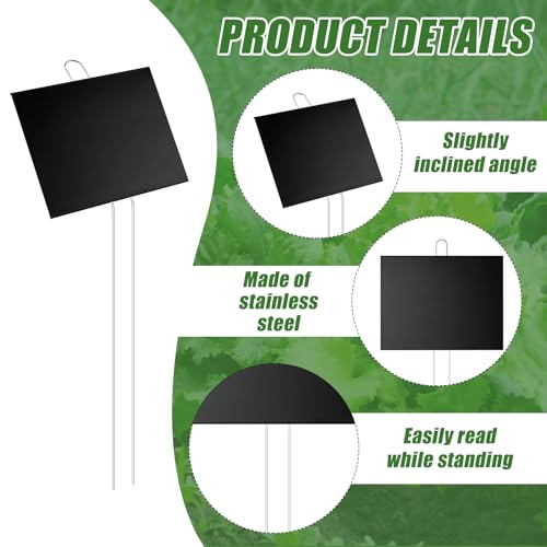 12 Pcs Large Plant Marker (6'' X 8'' with 13'' Stake / Black)