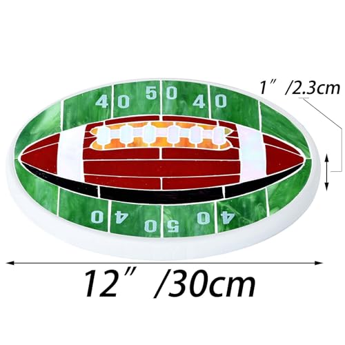 MSS007 Tiffany Style Stained Glass Mosaic Decorative Stepping Stone for Patio Yard Pathway Décor (12" Round / Football)