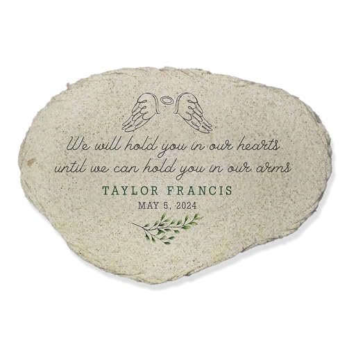 Personalized Miscarriage Memorial Garden Stone (Hearts With Wings / Small)