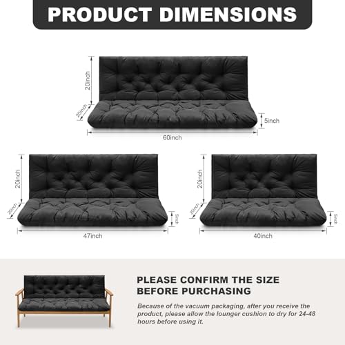 Porch Swing Cushions (Black / 40x 40 inches)