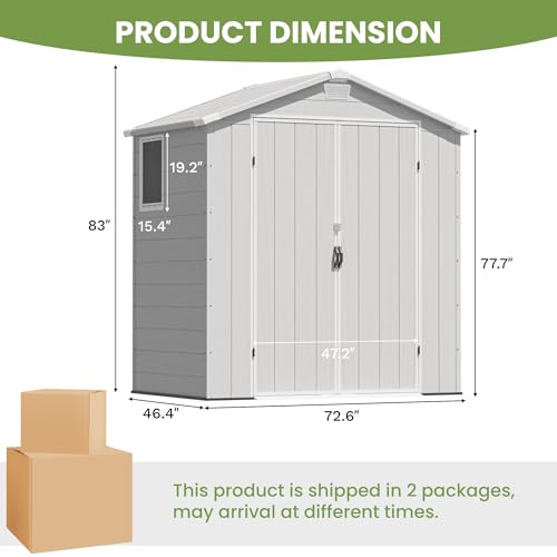 6x4FT Plastic Outdoor Storage Shed with Floor (6x4FT / Light Gray)