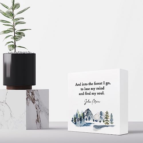 And into the Forest I Go to Lose My Mind and Find My Soul Wood Box Sign Desk Decor