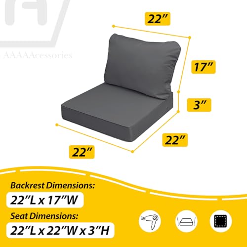 Outdoor Chair Cushions (Dark Gray / 22"x22"x3" / 22"x17")