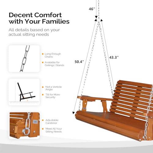 XL 5 FT Pro Wooden Porch Swing with Cup Holders (Brown / 5 FT)
