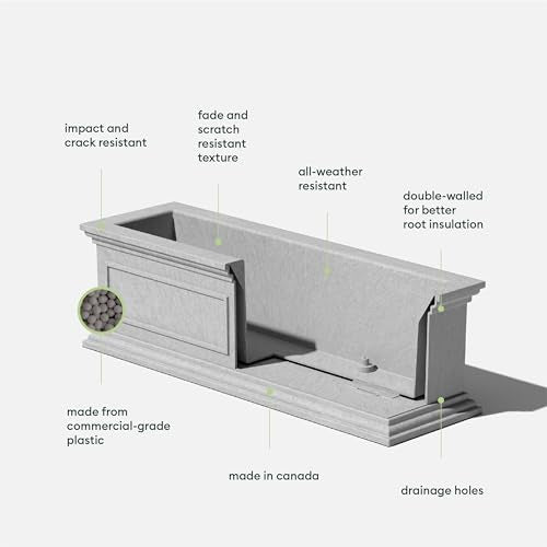 Brixton Series Window Box Planter (Gray / 11"H x 11"W x 36"L)