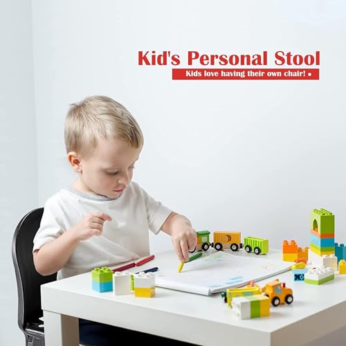 Folding Kids Step Stool with Back Support for Kids (Black 2 / 9 Inch( Pack of 1))