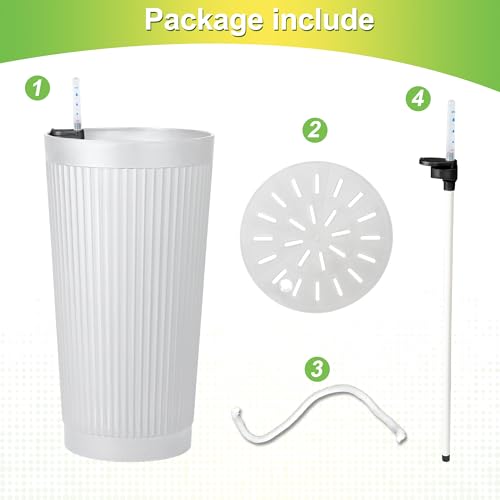 Set of 2 Large Round Tall Planter for Indoor or Outdoor 24" Flower Pots for Porch (Round Ribbed White / 24")