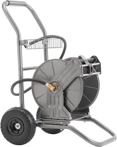 Garden Hose Reel Cart with Wheels (Black / 200FT)