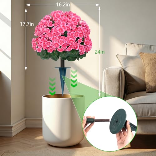 2Pack Artificial Topiary Pink Flower Bushes for Outdoor (Pink Crabapple Blossoms)