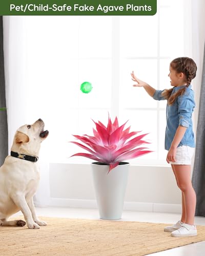 Artificial Agave Plant Set (Red White*2 / 28 Inches)
