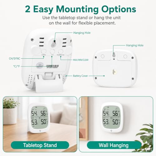 Indoor Outdoor Thermometer Wireless Hygrometer
