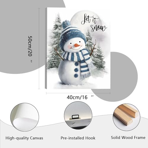 Let It Snow Snowman Wall Art Poster (16"L x 20"W / Snow blue)
