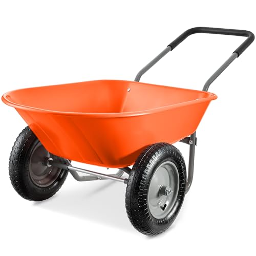 Dual Wheel Home Utility Yard Wheelbarrow Garden Cart w