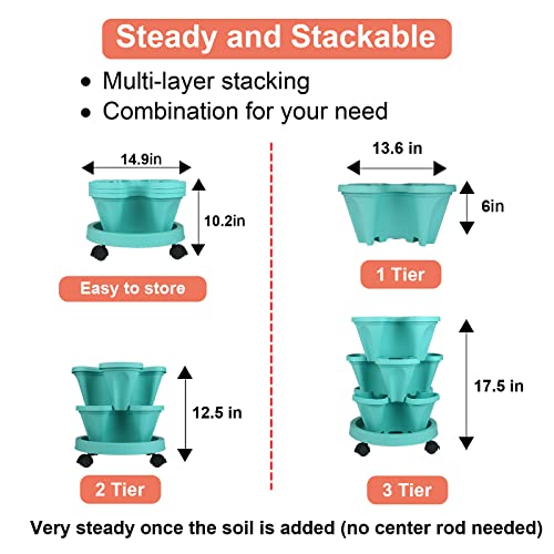 Vertical Planter Tower (Teal / 3 Tier)
