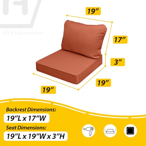 Outdoor Chair Cushions (Rust / 19"x19"x3" / 19"x17")