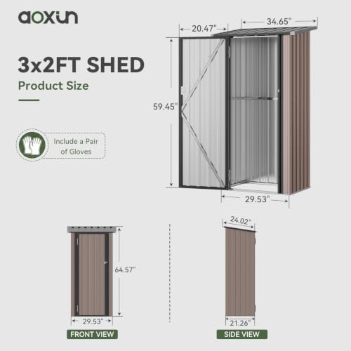 3x2 FT Outdoor Storage Shed (Brown / 3'x2')